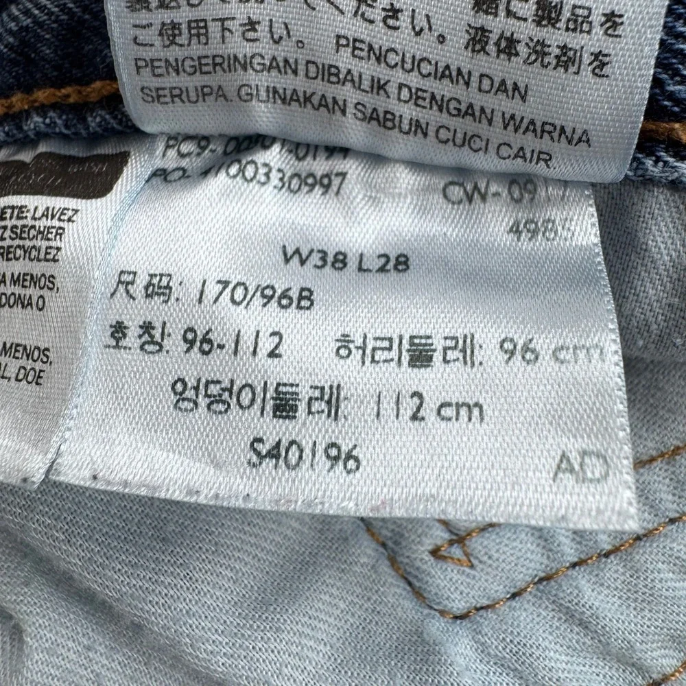Levis 501 Original Fit Mens 38x28 Blue Denim Straight Leg Button Fly Jeans